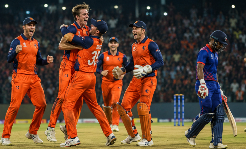 Netherlands handed Nepal a crushing defeat after posting 225/9.