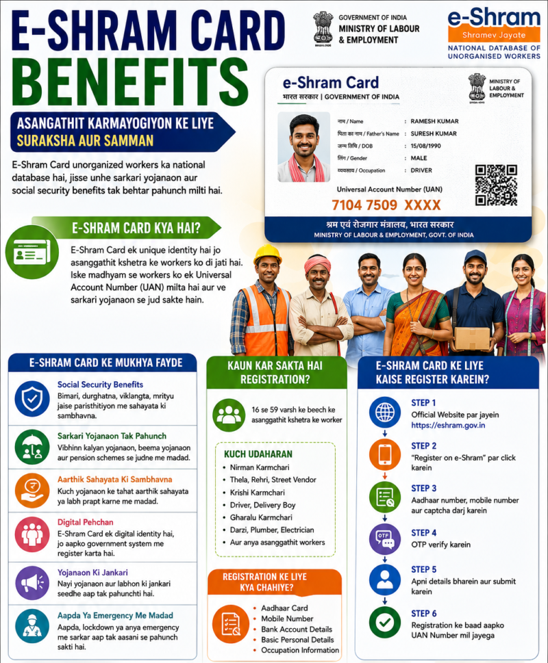 E-Shram Card Benefits: What are