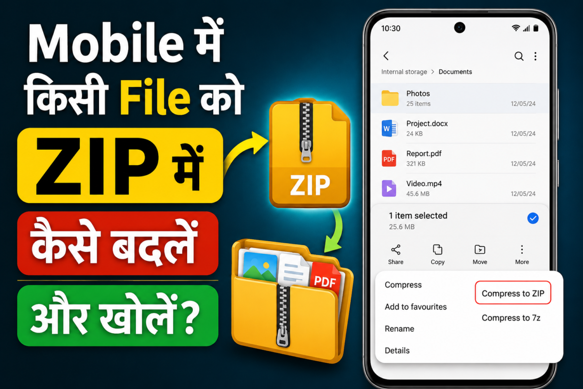 Mobile File Ko ZIP Mein Kaise Badlein Aur Kholein?