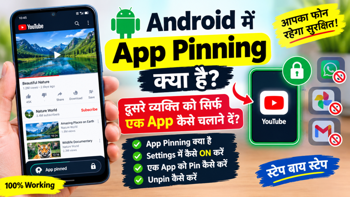 Android App Pinning कैसे करें?दूसरे व्यक्ति को सिर्फ एक App कैसे चलाने दें?